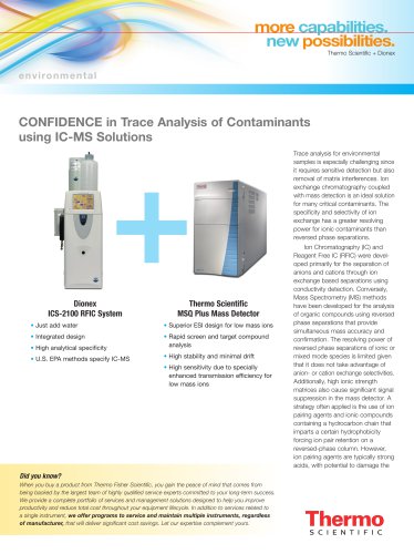 CONFIDENCE in Trace Analysis of Contaminants using IC-MS Solutions