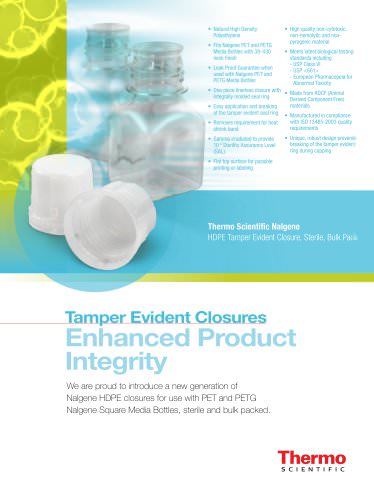 Nalgene HDPE Tamper Evident Closure, Sterile, Bulk Pack