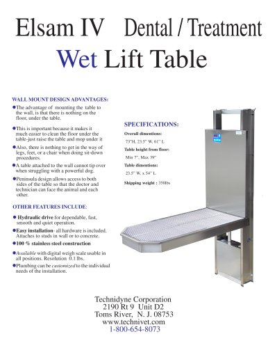 Wall Mount DENTAL LIFT TABLE