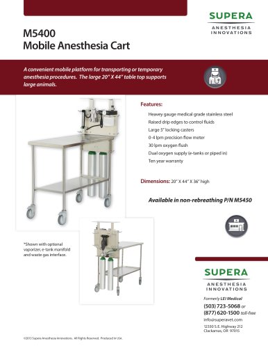 M5400 Mobile Cart Rebreathing Anesthesia Machine