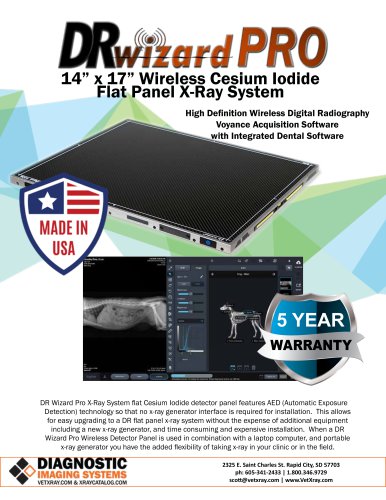 14” x 17” Wireless Cesium Iodide Flat Panel X-Ray System