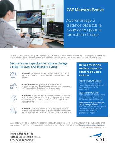 CAE Maestro Evolvle apprentissage à distance basé sur le cloud - flyer