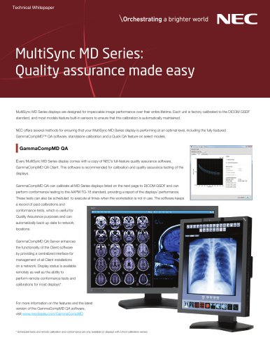 MultiSync MD Series: Quality assurance made easy