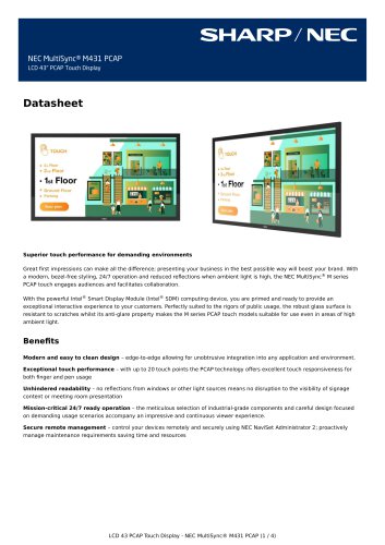 NEC MultiSync® M431 PCAP