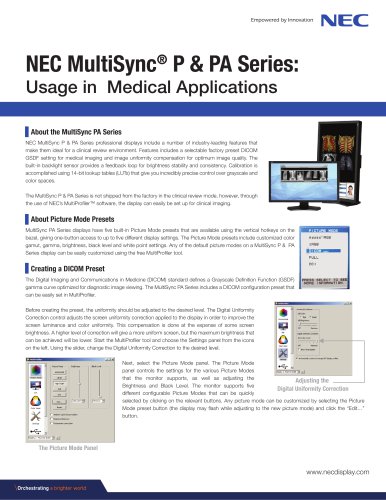 NEC MultiSync® P & PA Series: Usage in Medical Applications