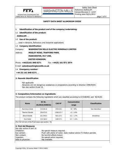 SAFETY DATA SHEET ALUMINIUM OXIDE