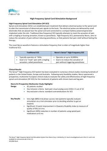 High-Frequency Spinal Cord Stimulation Background