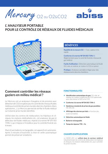 Mercury O2CO2 analyseur portable reseaux gaziers