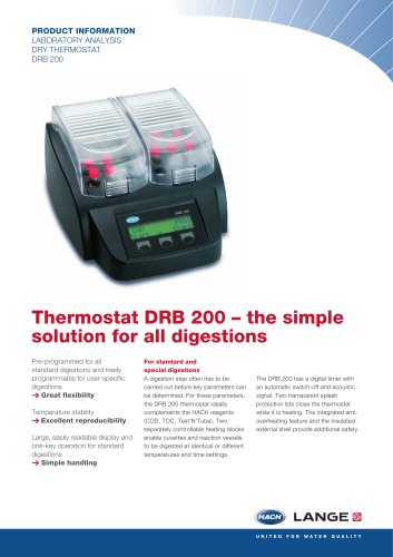 PRODUCT INFORMATION LABORATORY ANALYSIS DRY THERMOSTAT DRB 200