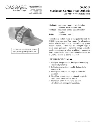 DAFO 5 Maximum Control Foot Orthosis