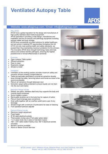 Ventilated Autopsy Table