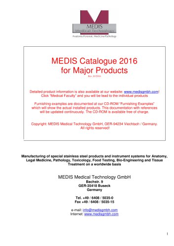 MEDIS Catalogue 2016 for Major Products