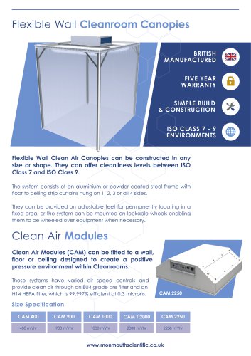 Monmouth Scientific | Flexible Wall Cleanroom Canopies