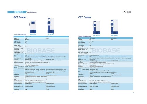 -86°C Freezer BDF-86V168T BDF-86V348T