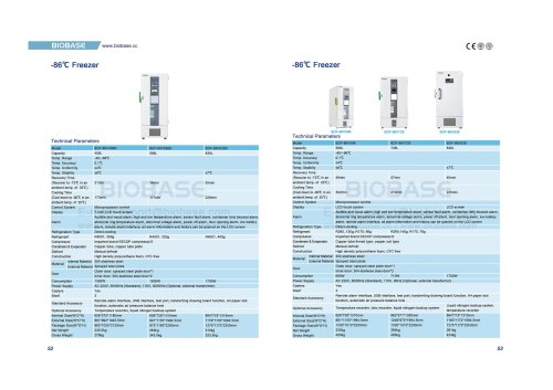 -86℃ Freezer BDF-86V408D BDF-86V588D BDF-86V838D