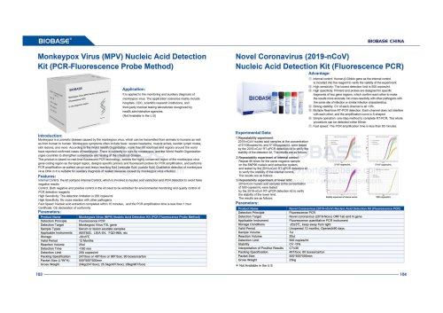103-104 Monkeypox Virus (MPV) Nucleic Acid Detection Kit&Novel Coronavirus (2019-nCoV) Nucleic Acid Detection Kit (Fluorescence PCR)