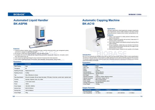 109-110 Automated Liquid Handler BK-ASP96&Automatic Capping Machine BK-AC10