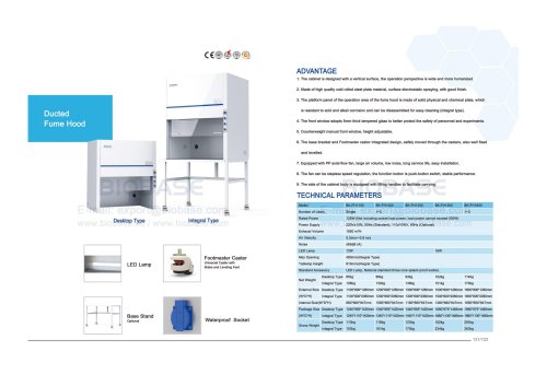 121-122 Ducted Fume Hood BK-FH1100 BK-FH1200  BK-FH1300 BK-FH1500  BK-FH1800