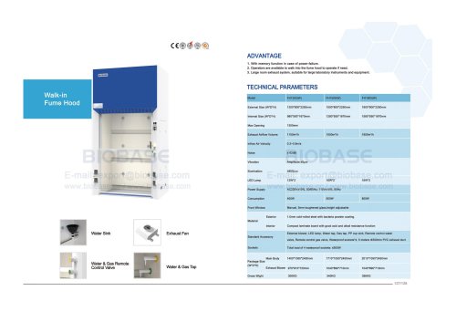 127-128 Walk-in Fume Hood FH1200(W) FH1500(W) FH1800(W)