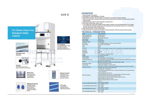 17-18 Pro Series Class II A2 Biological Safety Cabinet 11231 BBC 86-Pro