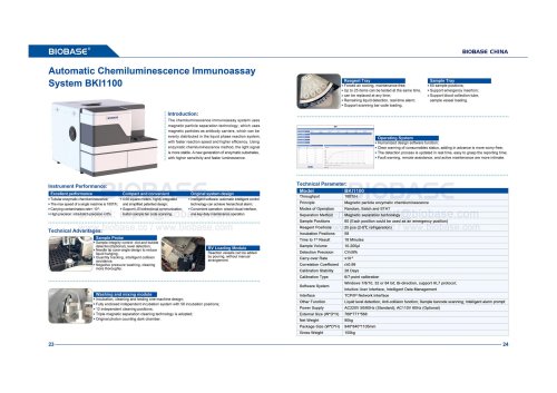 23-24 Automatic Chemiluminescence Immunoassay System BKI1100