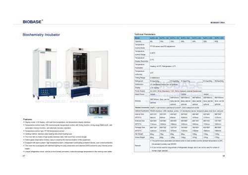 27-28 Biochemistry Incubator BJPX-I-80