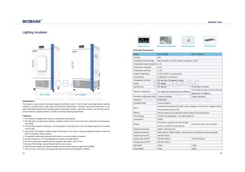 31-32 Lighting Incubator BJPX-L200BK BJPX-L200BKII