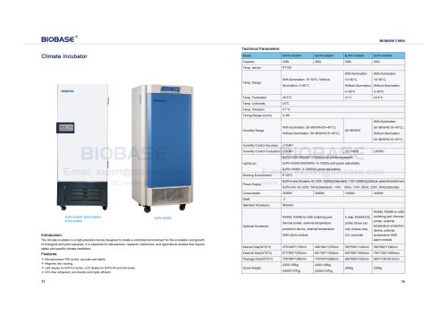 35-36 Climate Incubator BJPX-A250/II BJPX-A300/II BJPX-A300II BJPX-A400/II