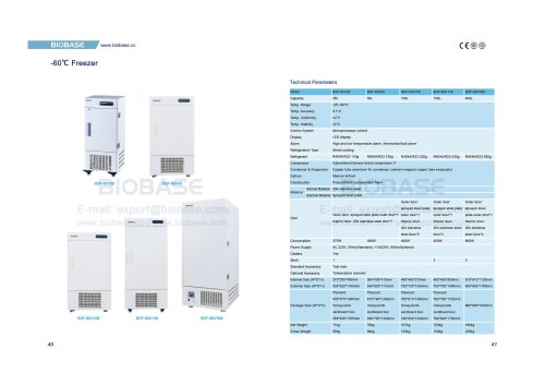 40-41 -60℃ Freezer BDF-60V30 BDF-60V58 BDF-60V108