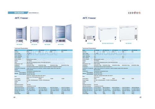 42-43 -60℃ Freezer BDF-60V608 BDF-60V708 BDF-60V808 BDF-60V938