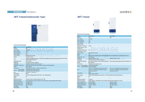 46-47 -86℃ Freezer BDF-86V100