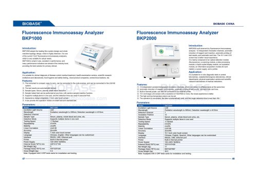 47-48 Fluorescence Immunoassay Analyzer BKP2000
