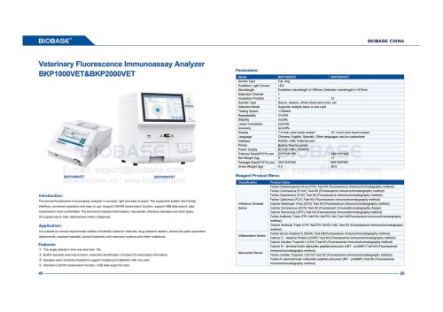 49-50 Veterinary Fluorescence Immunoassay Analyzer BKP1000VET&BKP2000VET
