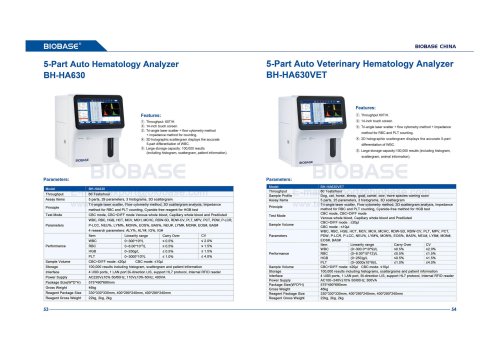 53-54Auto Hematology Analyzer BH-HA630