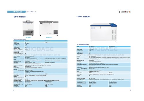 54-55 -86℃ Freezer & -150℃ Freezer BDF-86H60 BDF-86H128