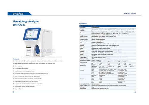 55-56 Hematology Analyzer BH-HA310