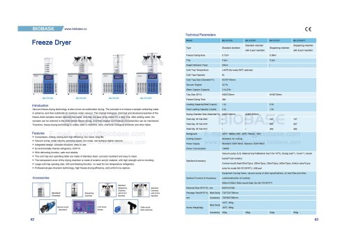 62-63 Freeze Dryer BK-FD10S BK-FD10P BK-FD10T BK-FD10PT
