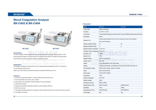 63-64 Blood Coagulation Analyzer BK-CA02&CA04