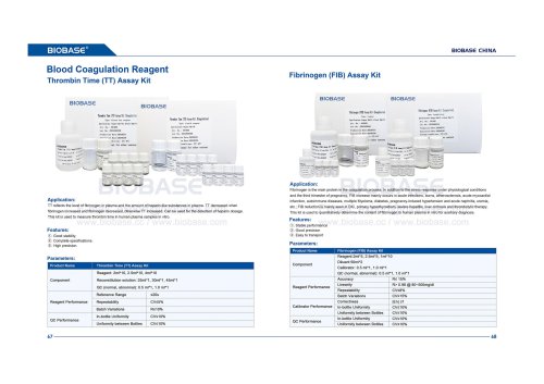 67-68 Thrombin Time (TT) Assay Kit & Fibrinogen (FIB) Assay Kit