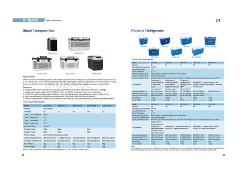 68-69 Blood Transport Box BJPX－PZ8 & Portable Refrigerator BTB-L5 BTB-L6
