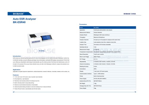 69-70 Auto ESR Analyzer BK-ESR40