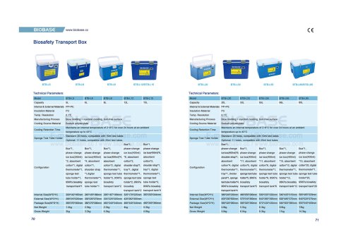 70-71 Biosafety Transport Box BJPX-L5 BJPX-L6 BJPX-L8 BJPX-L12
