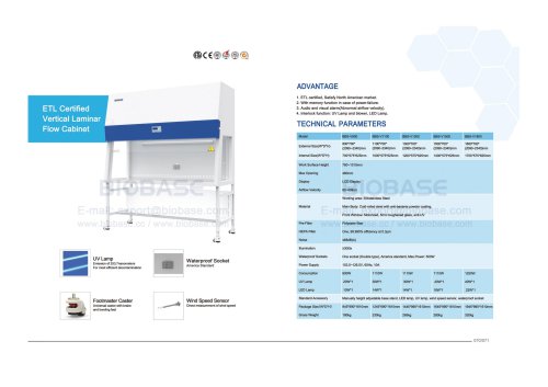 70-71 ETL Certified Vertical Laminar Flow CabinetBBS－V800 BBS-V1100 BBS-V1300 BBS-V1500 BBS－V1800