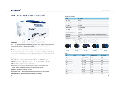 Table Top High Speed Refrigerated Centrifuge BKC - TL16RE