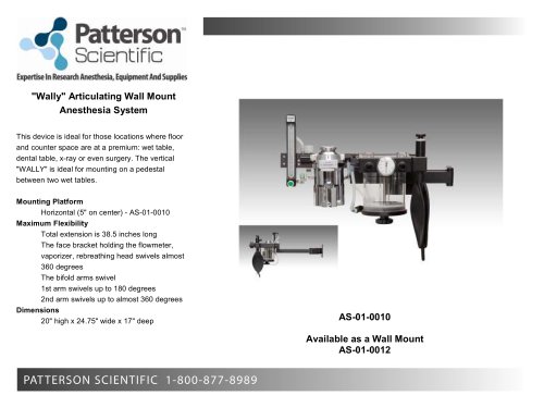 Wally" Articulating Wall Mount Anesthesia System