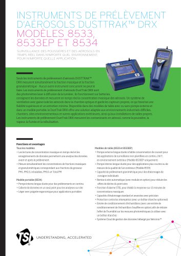 INSTRUMENTS DE PRÉLÈVEMENT D’AÉROSOLS DUSTTRAK™ DRX MODÈLES 8533, 8533EP ET 8534