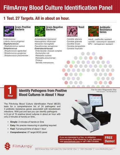 Tous les catalogues et fiches techniques (pdf) biofire diagnostics