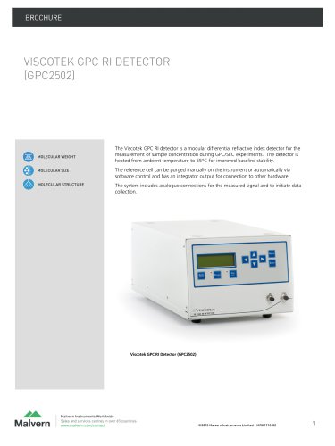 Viscotek GPC RI- High-stability concentration detector, for GPC/SEC chromatography and molecular weight determination