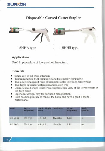 Surkon disposable curved cutter stapler