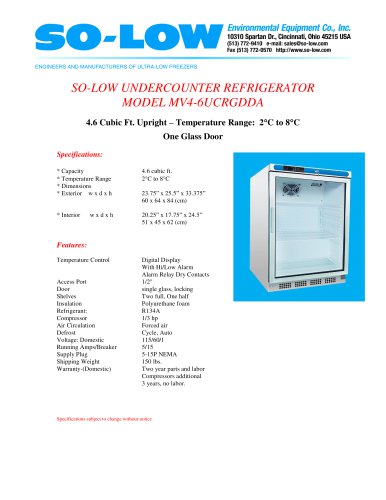 UNDERCOUNTER REFRIGERATOR MODEL MV4-6UCRGDDA